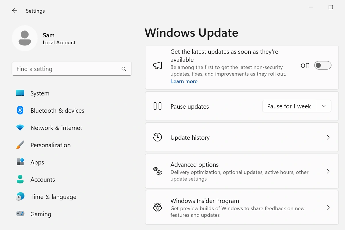 Windows Settings panel illustrating Windows Insider Program link