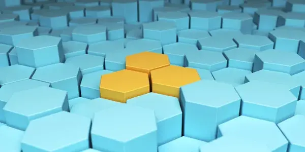Yellow Hexagons in Sea of Blue